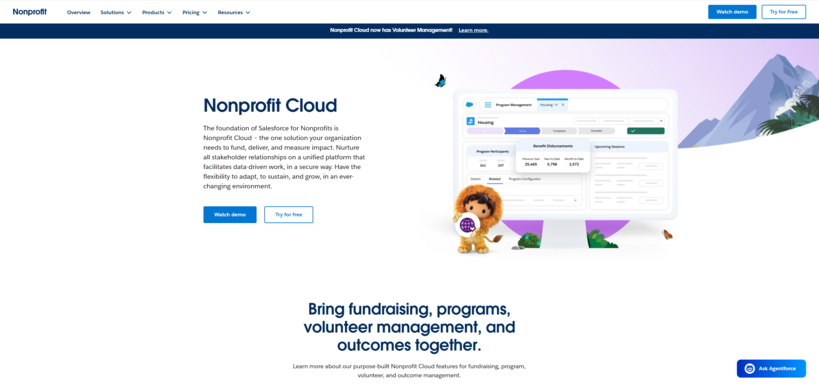 Salesforce Nonprofit Cloud’s product page