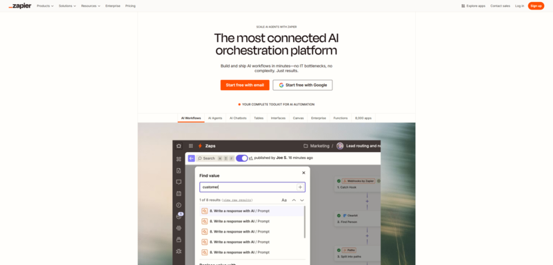 Zapier’s homepage