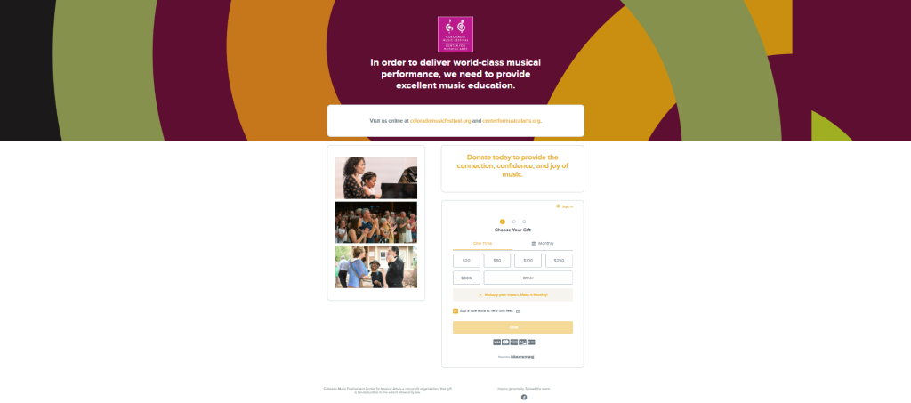 Colorado Music Festival’s donation form